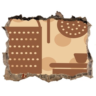 Sticker mural effet trou Intérieur à motif rétro