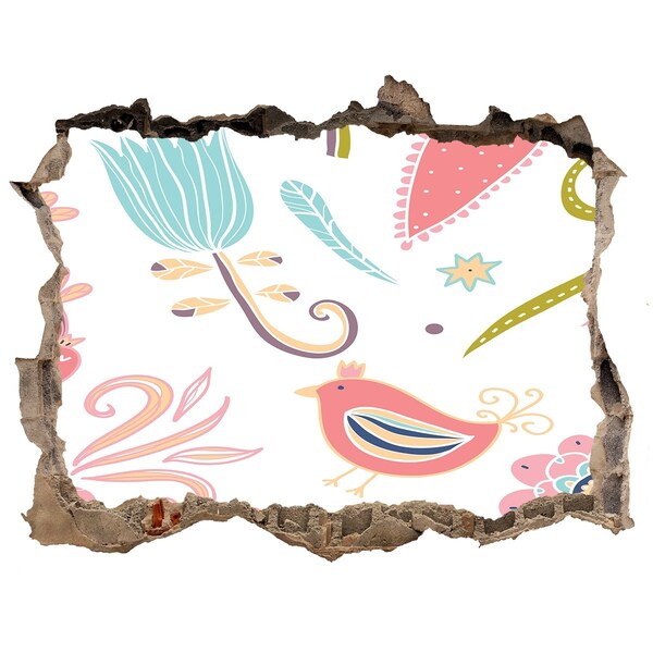 Sticker trou dans le mur Le monde coloré derrière le trou