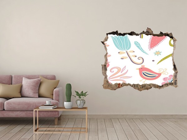 Sticker trou dans le mur Le monde coloré derrière le trou