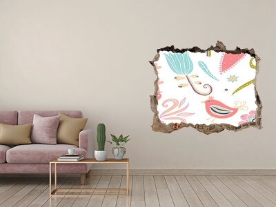 Sticker trou dans le mur Le monde coloré derrière le trou