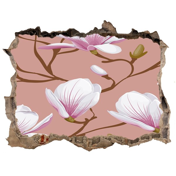 Autocollant à effet 3d trou Magnolia fleur pierre