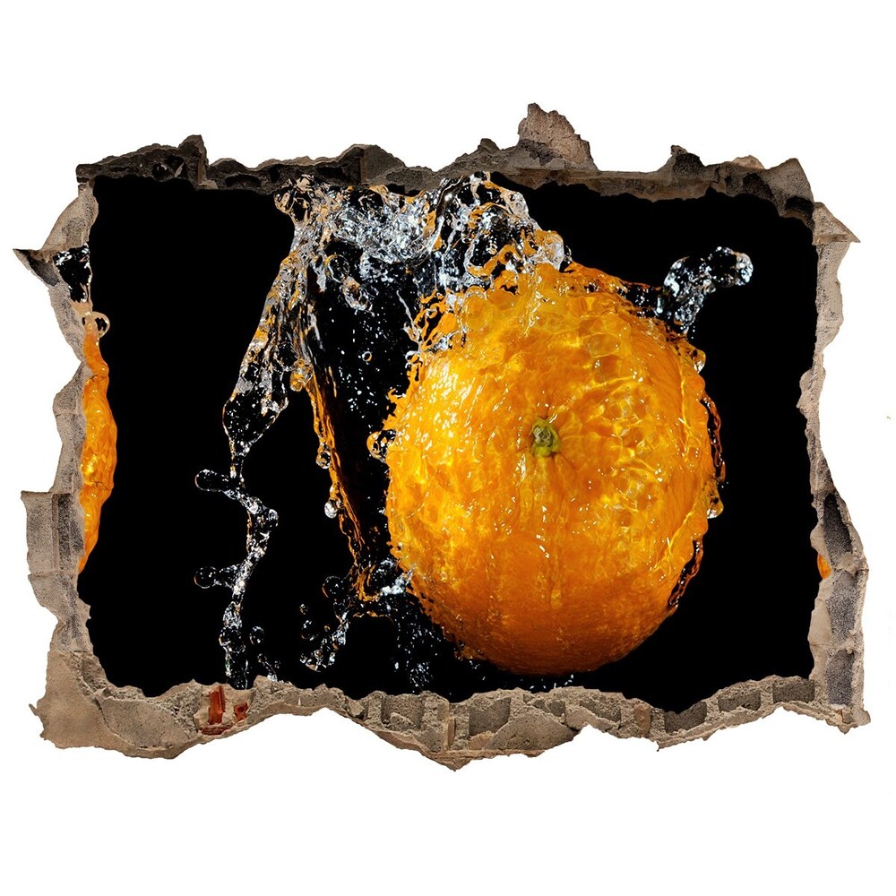 Sticker mural effet trou Oranges et eau pierre