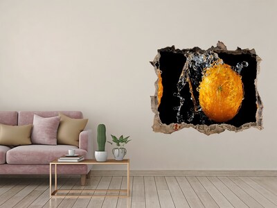 Sticker mural effet trou Oranges et eau pierre