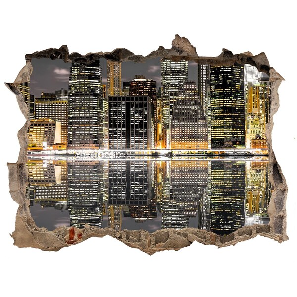 Autocollant à effet 3d trou Vue de la ville la nuit