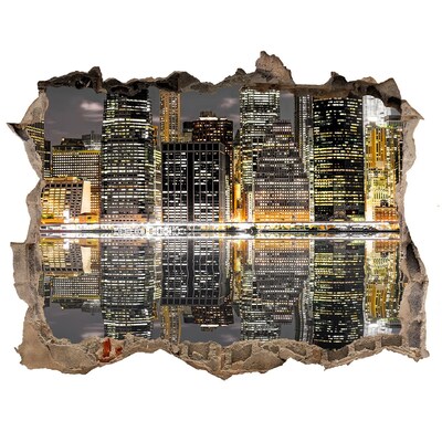 Autocollant à effet 3d trou Vue de la ville la nuit