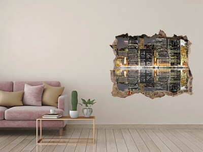 Autocollant à effet 3d trou Vue de la ville la nuit