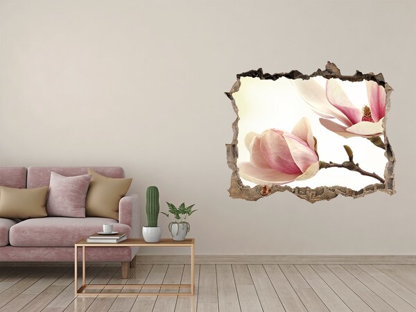 Sticker mural effet trou Magnolia pierre