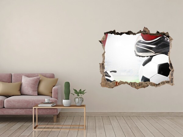 Autocollant à effet 3d trou La passion du football au-delà des murs