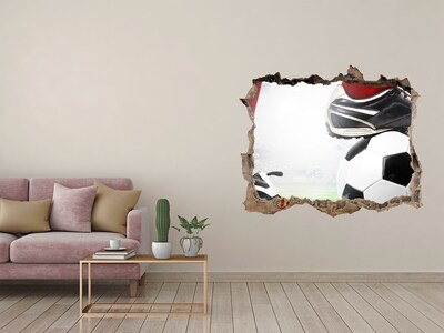 Autocollant à effet 3d trou La passion du football au-delà des murs