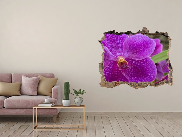 Autocollant à effet 3d trou Une orchidée dans un trou dans le mur