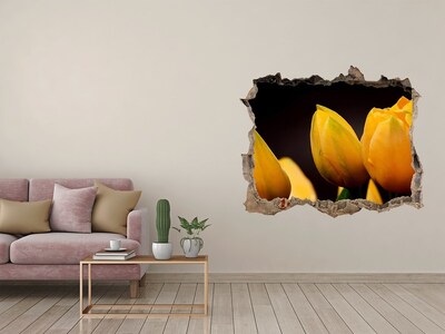 Sticker trou dans le mur Tulipes jaunes pierre