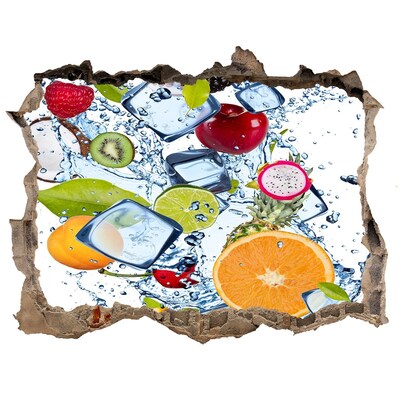 Sticker mural effet trou Fruits et glace pierre