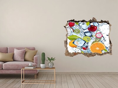 Sticker mural effet trou Fruits et glace pierre