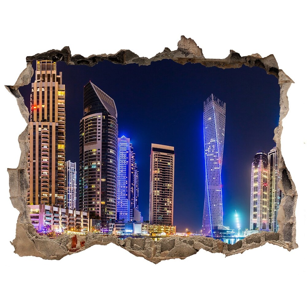 Autocollant à effet 3d trou Dubai la nuit pierre