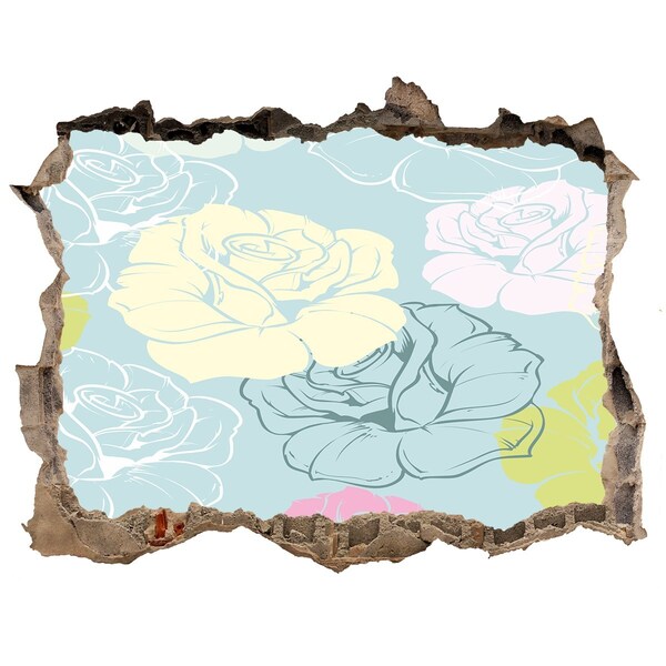 Sticker trou dans le mur Des roses pierre