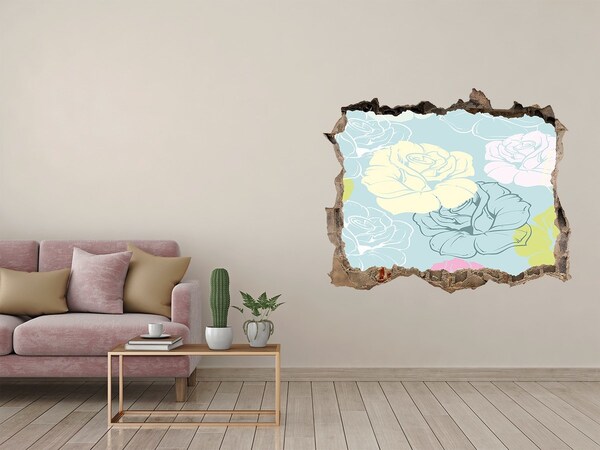 Sticker trou dans le mur Des roses pierre