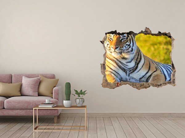 Sticker mural effet trou Le tigre dans son habitat naturel