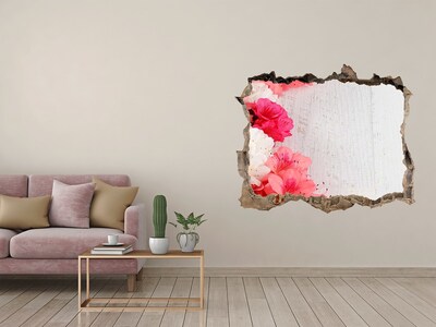 Sticker mural effet trou Fleurs pierre
