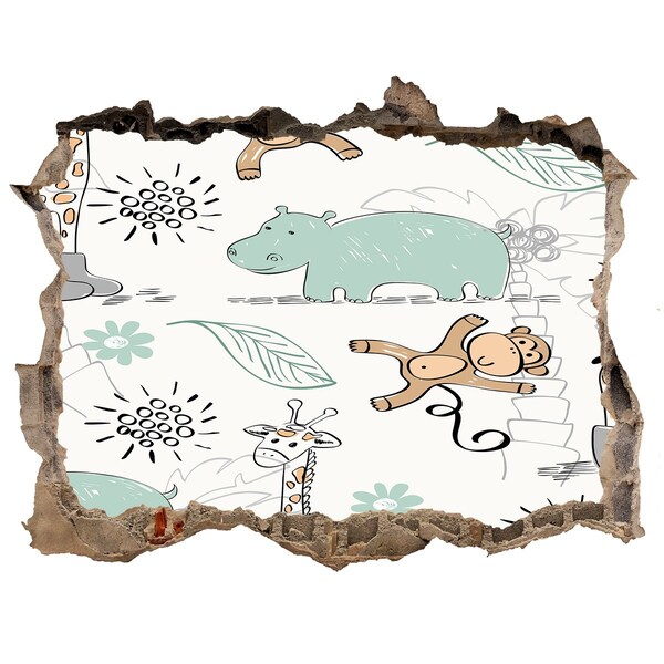 Sticker trou dans le mur Les animaux de la jungle