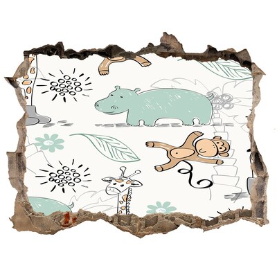 Sticker trou dans le mur Les animaux de la jungle