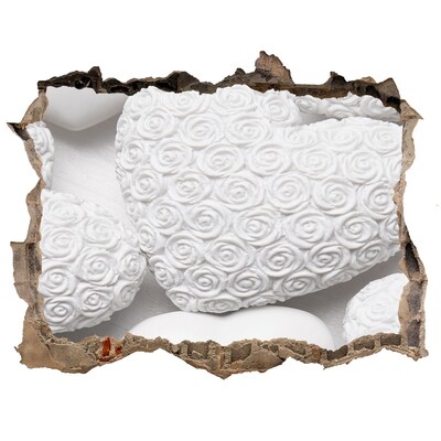 Autocollant à effet 3d trou Des roses blanches dans un trou dans le mur