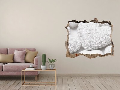 Autocollant à effet 3d trou Des roses blanches dans un trou dans le mur