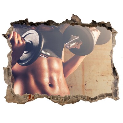 Sticker mural effet trou Salle de sport en action