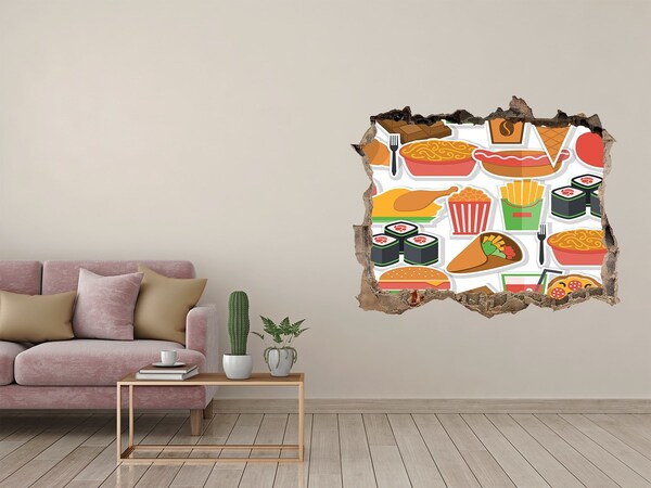 Sticker trou dans le mur Saveurs du monde
