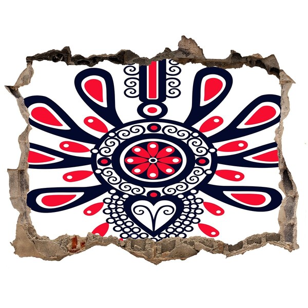 Autocollant mural trou Motif ethnique coloré dans un trou dans le mur