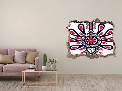Autocollant mural trou Motif ethnique coloré dans un trou dans le mur