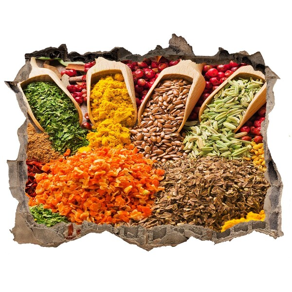 Sticker trou dans le mur Épices colorées sur la place du marché