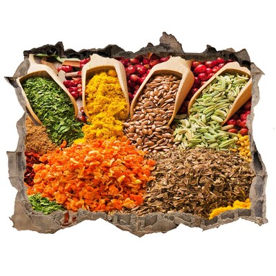 Sticker trou dans le mur Épices colorées sur la place du marché