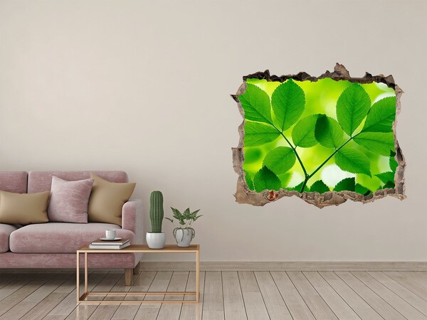 Autocollant à effet 3d trou Feuilles vertes pierre