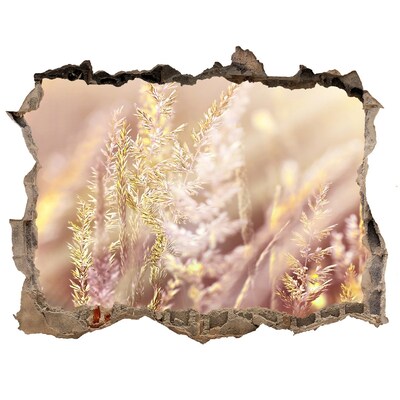 Autocollant à effet 3d trou prairie fleurie derrière le mur