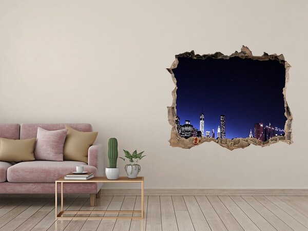 Autocollant mural trou Panorama nocturne de New York