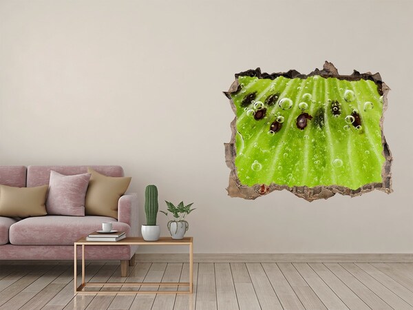 Sticker mural effet trou Fruit vert avec des gouttes d'eau