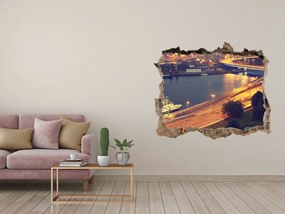 Autocollant à effet 3d trou Vue de la ville la nuit