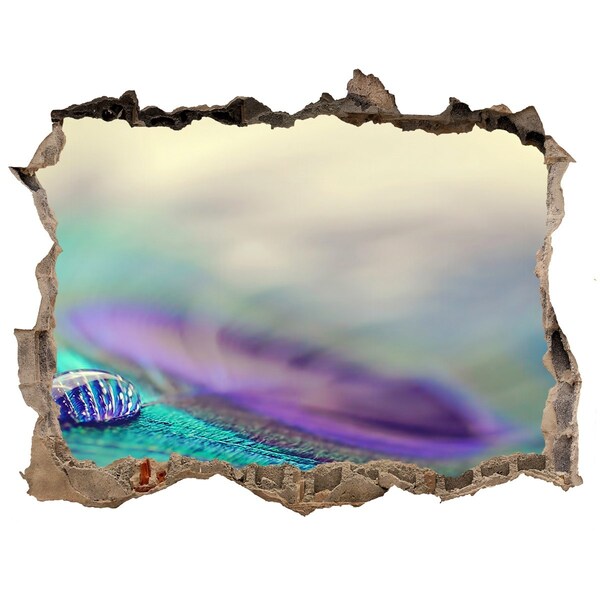 Sticker mural effet trou Une goutte sur une plume de paon