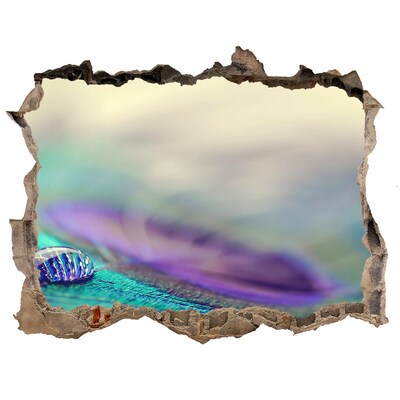 Sticker mural effet trou Une goutte sur une plume de paon