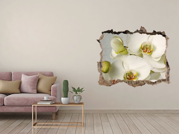 Autocollant à effet 3d trou Orchidée blanche pierre