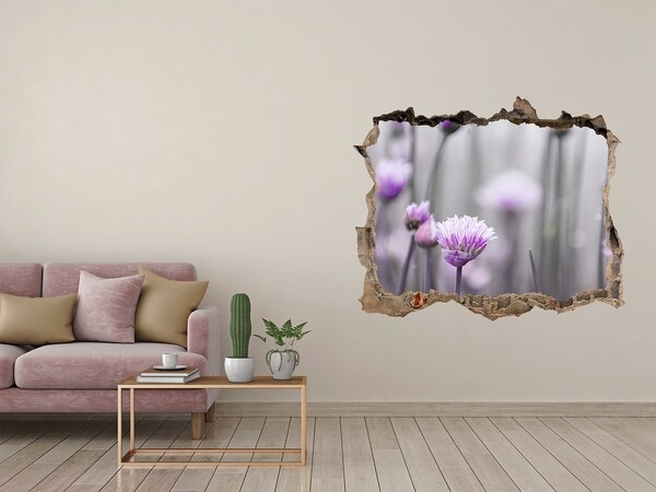 Sticker mural effet trou Fleurs de ciboulette pierre