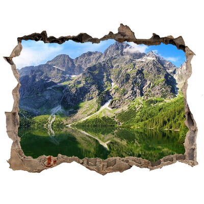 Autocollant à effet 3d trou Paysage montagneux avec un lac