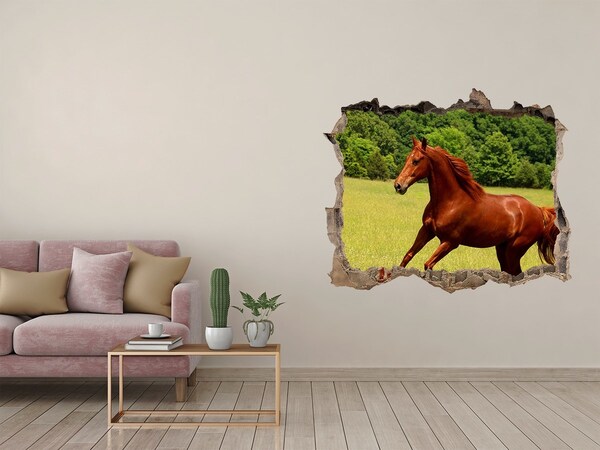 Autocollant mural trou Cheval au galop dans une prairie pittoresque