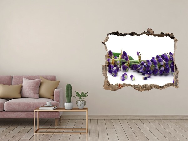 Sticker mural effet trou Lavande plantes pierre