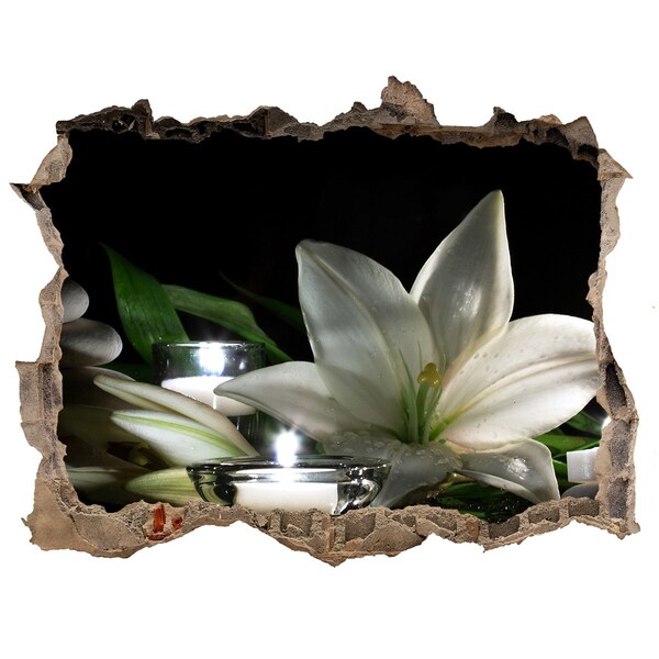 Autocollant à effet 3d trou Lys blanc pierre