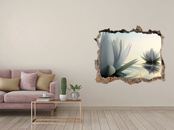 Sticker trou dans le mur Fleur de lotus pierre