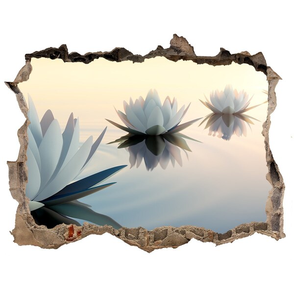 Autocollant mural trou Fleur de lotus pierre