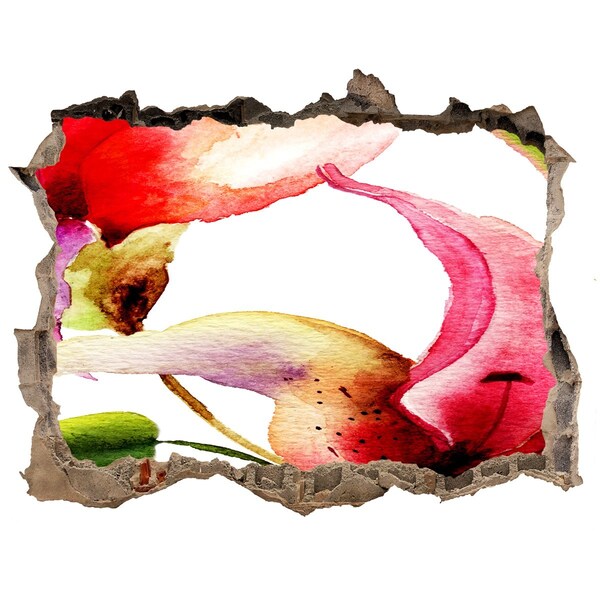 Sticker mural effet trou Lis pierre