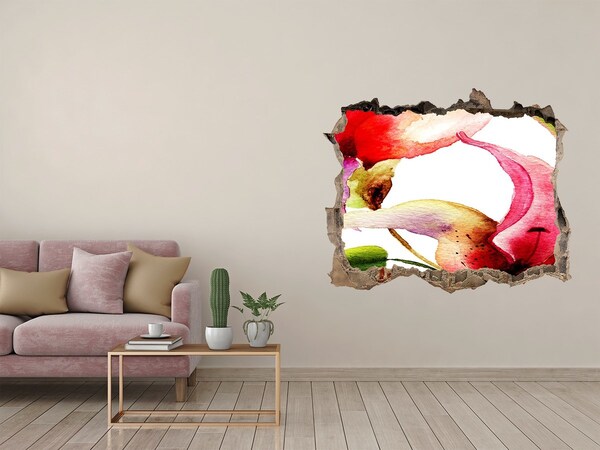 Sticker mural effet trou Lis pierre