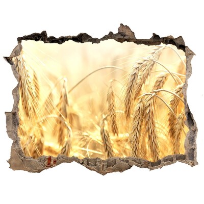 Autocollant mural trou champs de blé doré